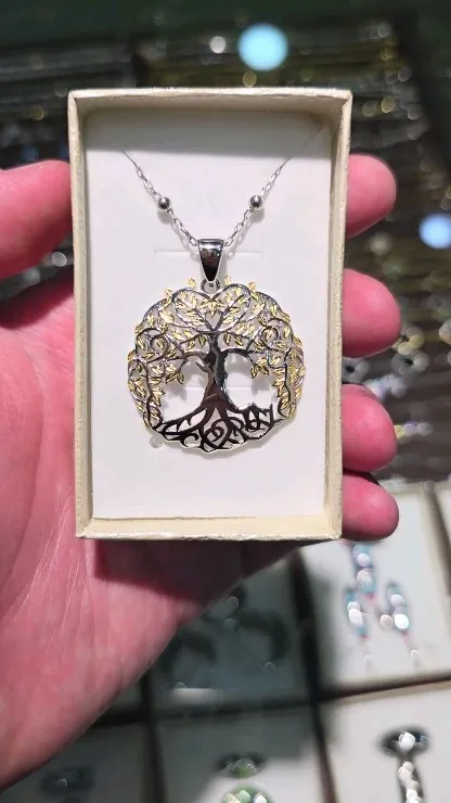 Silver tree of life pendant in its gift box
